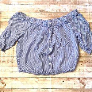 Striped off shoulder crop top
